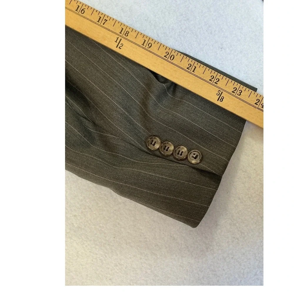H. Freeman & Son Blazer Men44R Olive Pinstripe Custom Tailored Culwell & Son USA